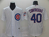 Cubs 40 Willson Contreras White Cool Base Jersey,baseball caps,new era cap wholesale,wholesale hats